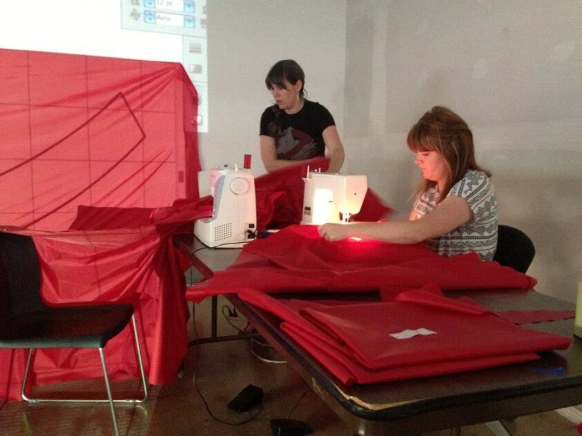 The Eagle Has Landed, 2013–2014 — HOMECOMING! Committee project with artist Bradly Brown. Fabricating a large red inflatable sculpture