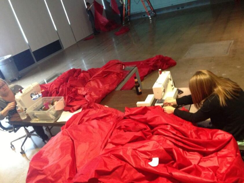 The Eagle Has Landed, 2013–2014 — HOMECOMING! Committee project with artist Bradly Brown. Fabricating a large red inflatable sculpture
