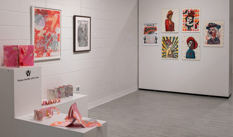 Burning Bones Press, 2022, exhibition view, San Jacinto College South Campus Gallery, curated by Bradly Brown